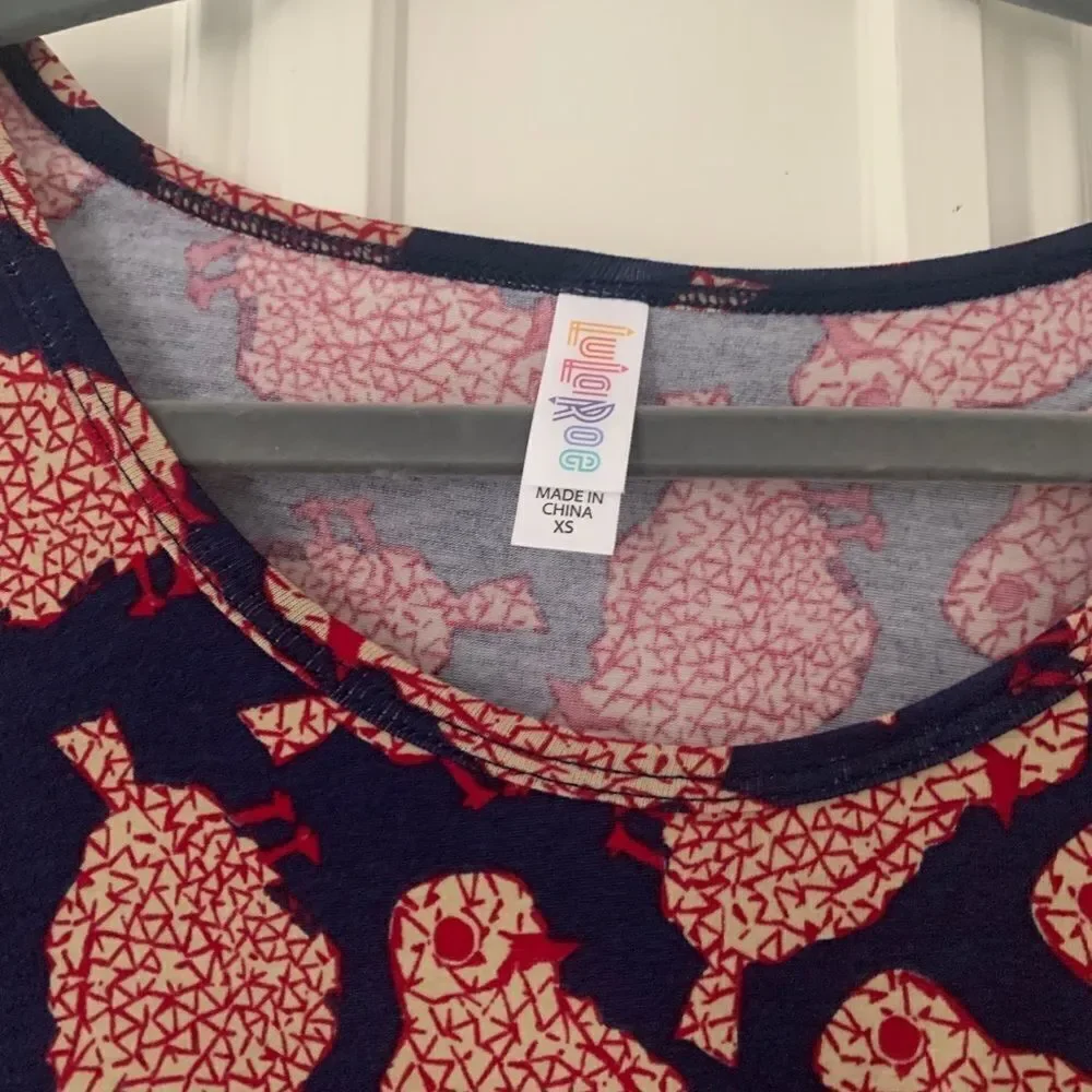 NWT Lularoe Classic Tee blue/pink chicks XS - Picture 4 of 4